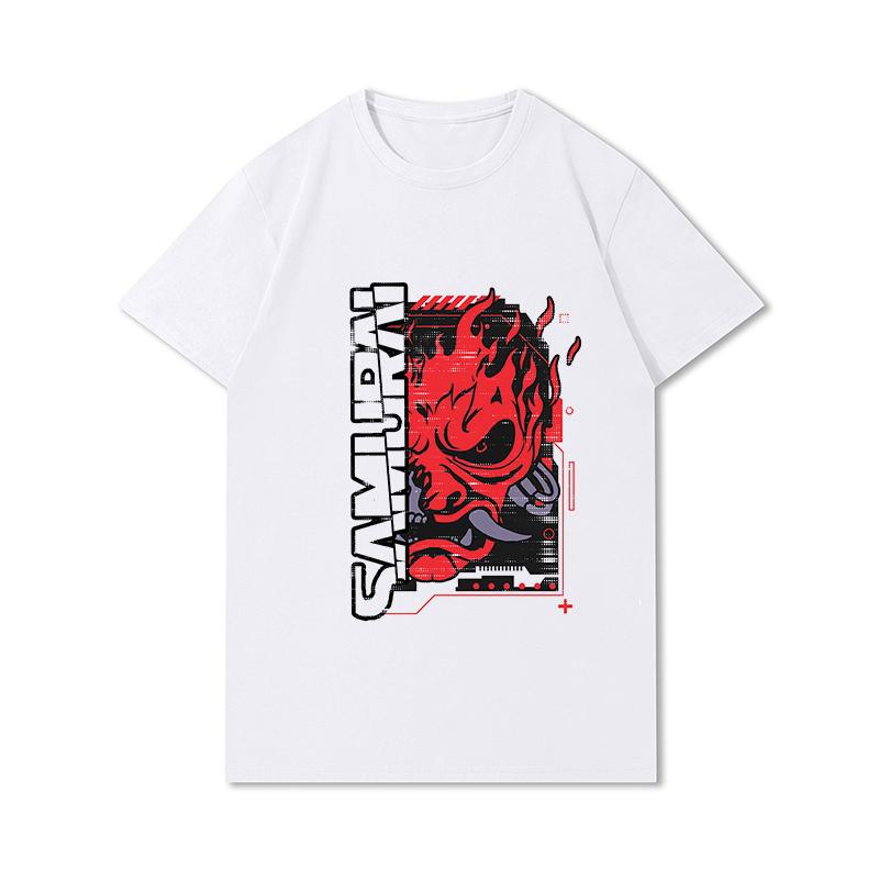 Tricouri 100% bumbac de vară pentru bărbați Vintage Samurai Retro Japanese Gaming 2077 Art Gam Printed Casual Top Tricouri