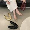 Fashion SUOJIALUN 2025 Spring New Pointed Toe Women Pumps Shoes Pointed Toe Shallow Slip On Boat Shoes Thin Low Heel Dress Pumps