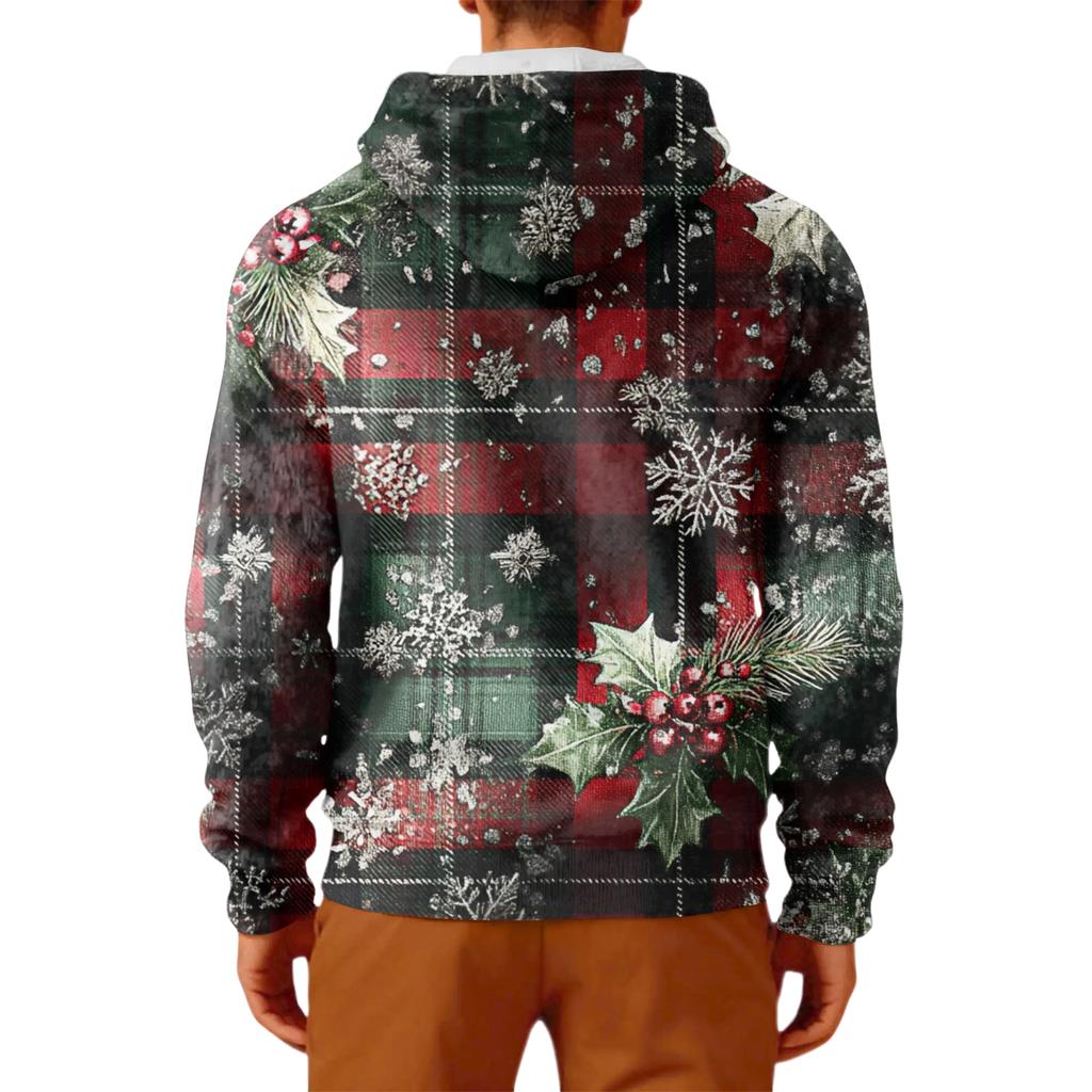 Men's Long-Sleeve Casual Flannel Hooded Sweatshirt