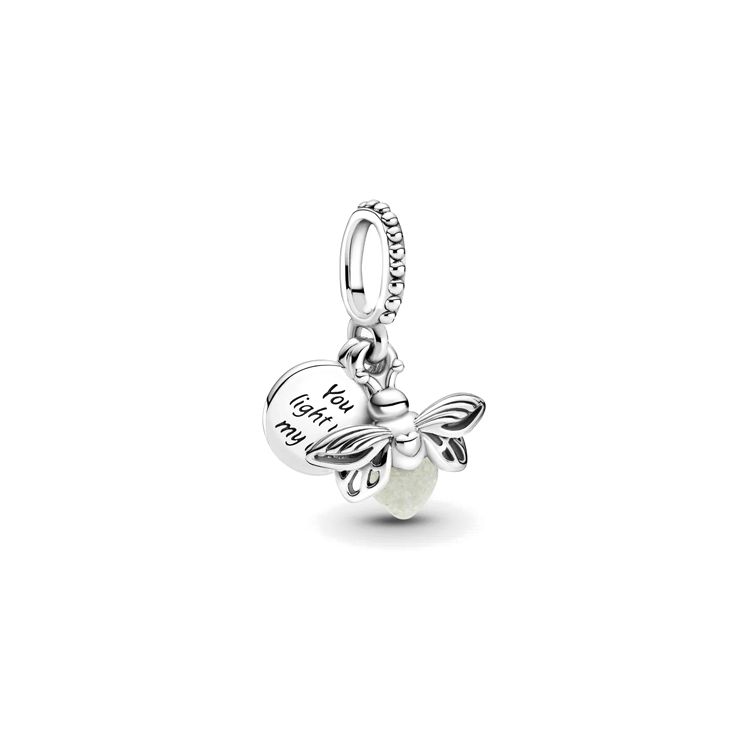 Pandora Glow In The Dark Firefly Pendant Women pendant Silver 799352C01 Box+Shopping Bag,Silver