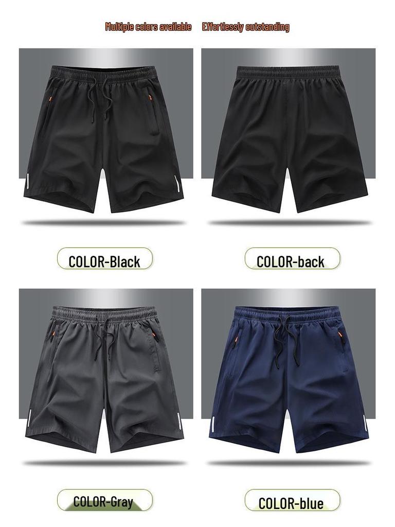 מכנסי ריצה קיציים לגברים במידות גדולות, מתייבשים במהירות, מבד משי קרח