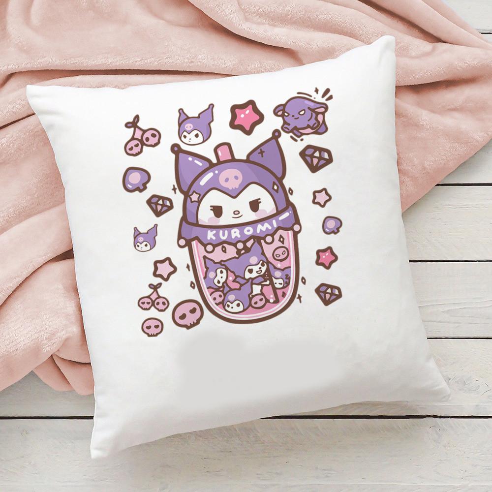 2026 New Cute Sanrio Cartoon Kuromi Doublesided Printed Square Bedroom Childrens Cushion Cover Sofa Waist Cushion Cover