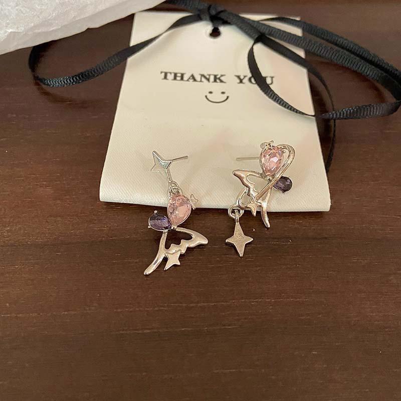 

Новые асимметричные женские серьги с полыми бабочками и цирконом в форме бабочки