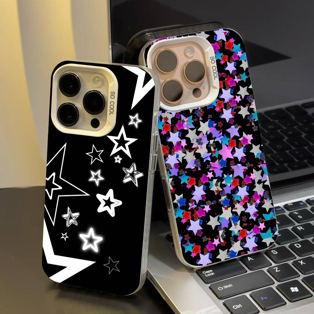 star phone case for iPhone 17 17Air 16 15 14 13 12 11 Pro Max Plus Colorful Silver