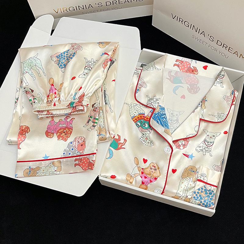 Cute Animal Pajamas for Women – Spring/Summer Cartoon Long Sleeve Loungewear