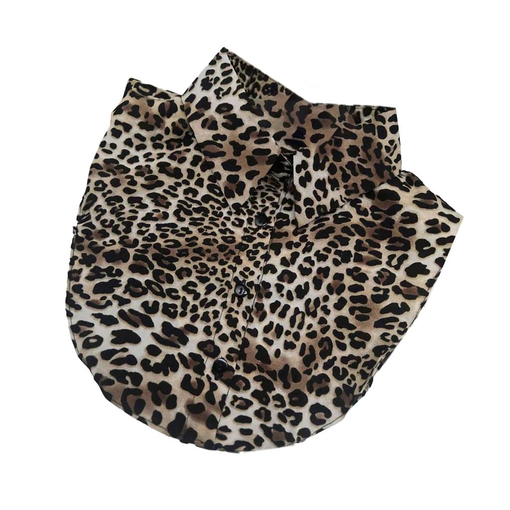 Women's Detachable Faux Collar Insert Leopard Snakeskin Print Half Shirt Blouse Lapel False Collar Decorative Favor