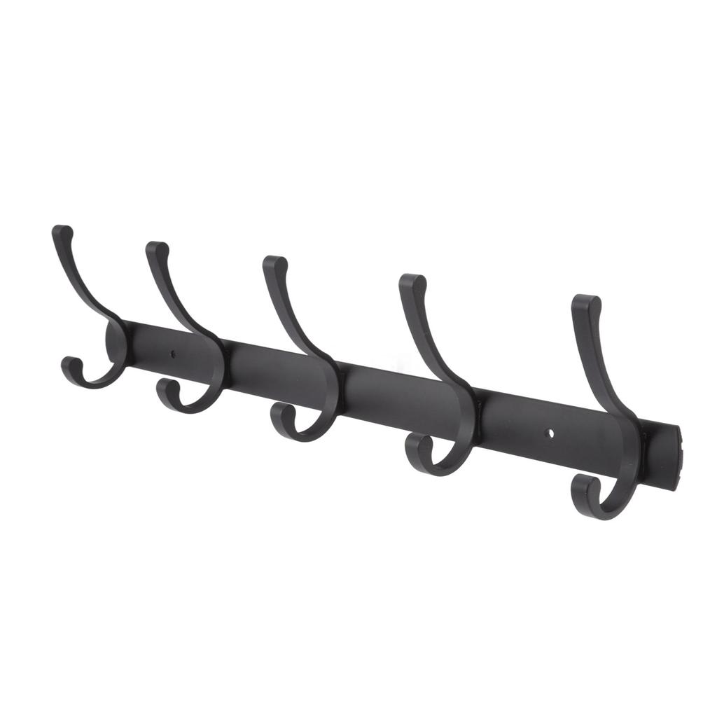 Door Hanging Hooks Modern Minimalist Black 5 Hooks Wall Mounted Thickened Aluminum Bathroom Door Row Hooks Coat Hooks