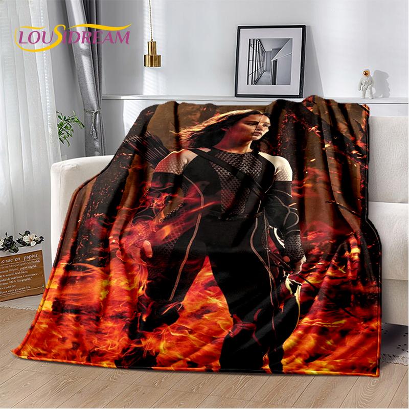 3D Dřevěná deka s postavou lukostřelce z filmu Hunger Games, měkká flanelová deka na postel, do ložnice, na pohovku, na piknik, přehoz na přikrytí venku