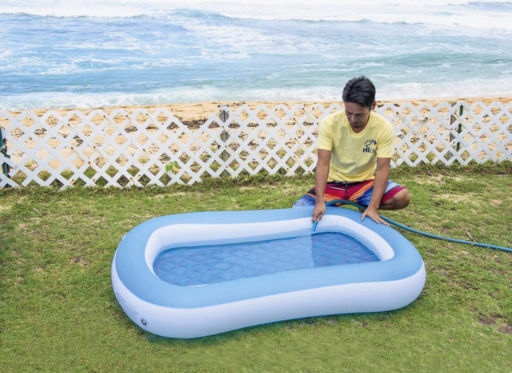 JILONG Giant Baby Pool, 163 x 104 x 25cm (inflated size), with air cushion bottom, JL-687904, BL/WH, Small