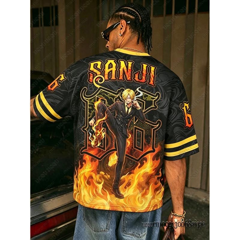 Summer New Anime One Piece Luffy Print T-shirts For Men Casual Harajuku Short Sleeve Tshirts Loose Sports Tshirt Man Clothes