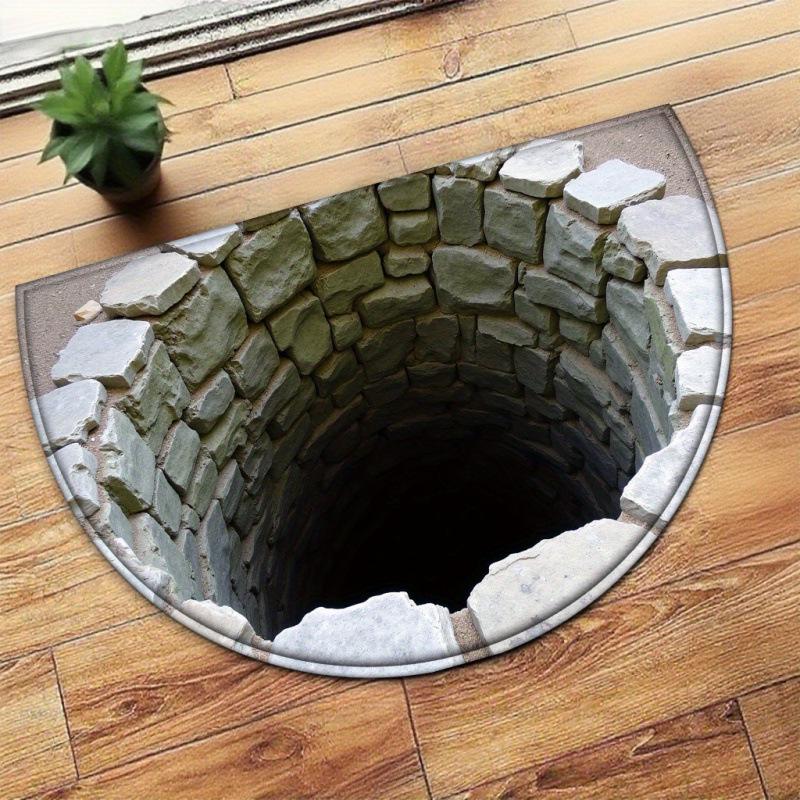 3D Визуальный Нескользящий Полукруглый Коврик для Входа: Износостойкий, Впитывающий коврик для ног в ванную 40x60cm (Crystal velvet + non-slip backing) gray