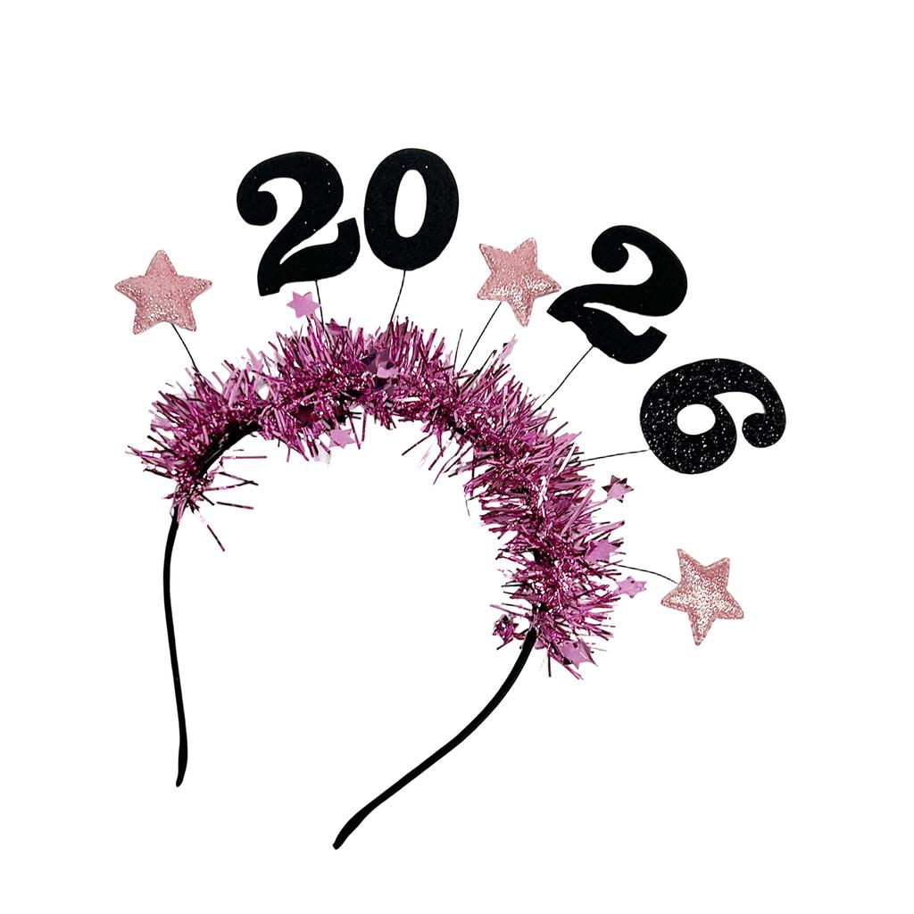 2026 Glitters New Year Headband With Star Tinsel Decors Headwear For Women Men Kids Holiday Party Celebration Accessory