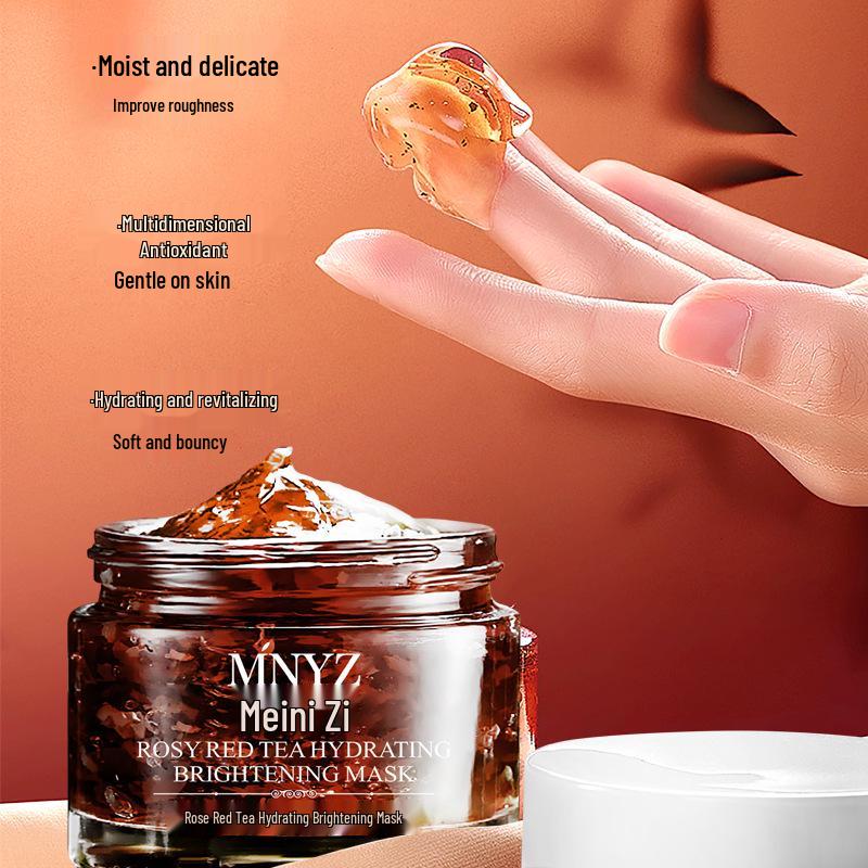 Hydrating Rose Black Tea Sleeping Mask - Moisturizing, Brightening, Pore Refining Gel 