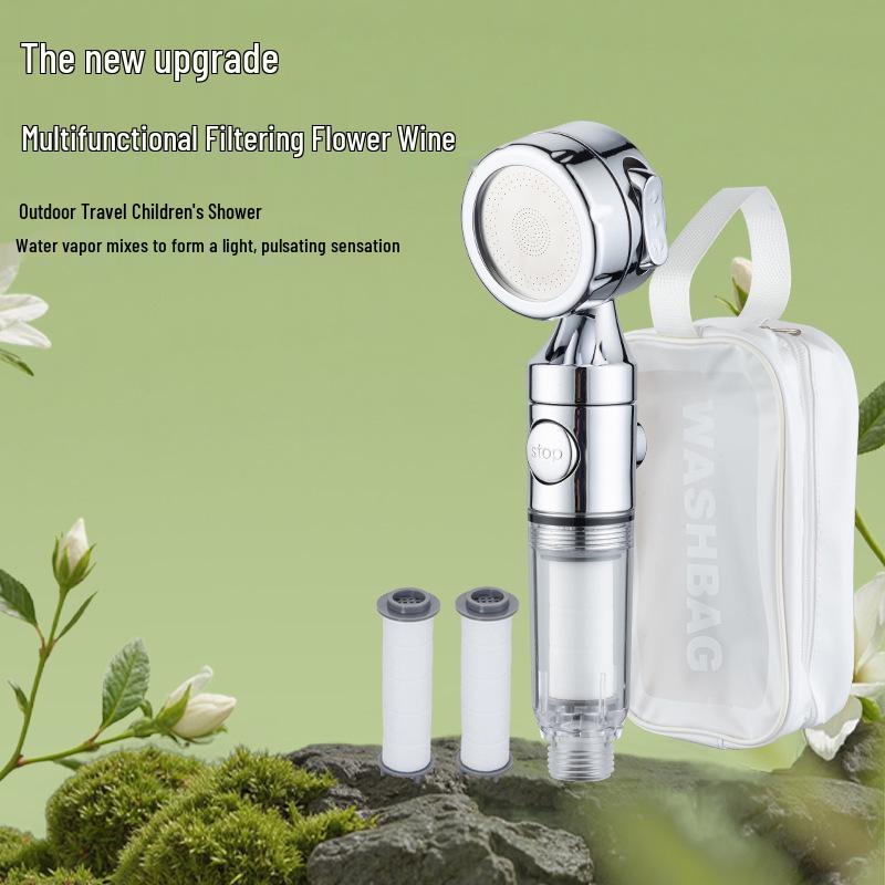 Lotus Head Universal Travel Shower Filter - Powerful Mini Showerhead for Hotels