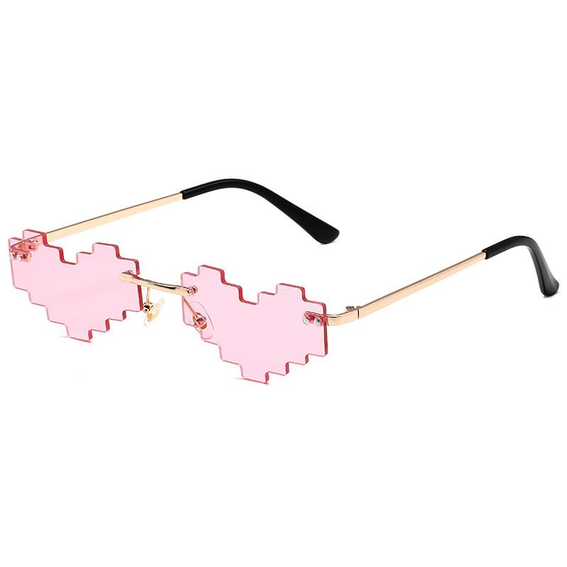 Novel Mosaic Heart Sunglasses Funny Pixelated Mosaic Glasses Retro Gamer Robot Eyeglasses Cosplay Party Glasses for Men Women