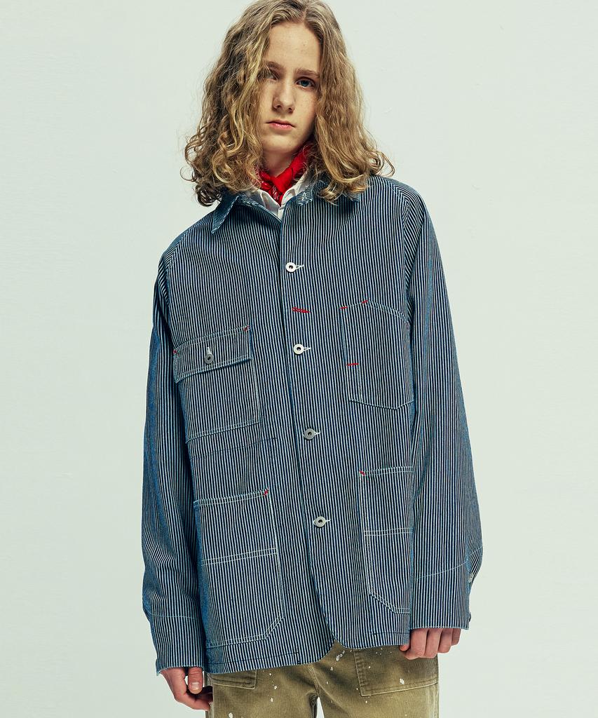 Knd Xau Hickory Chore Jacket Navy Stripe