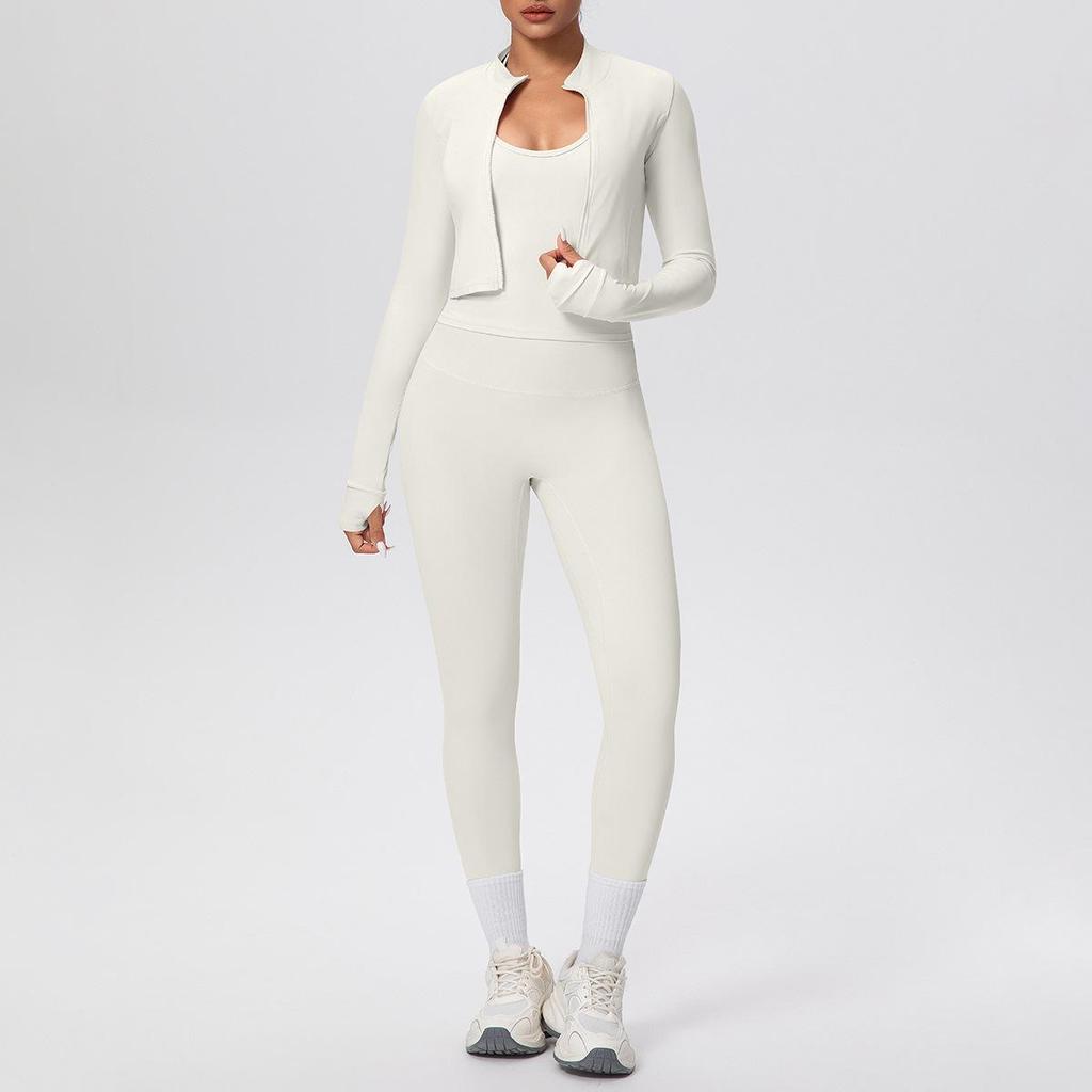 Women's Quick-Dry High-Waisted Sportswear 3-Piece Set: Breathable Yoga, Pilates, Running Fitness Outfit