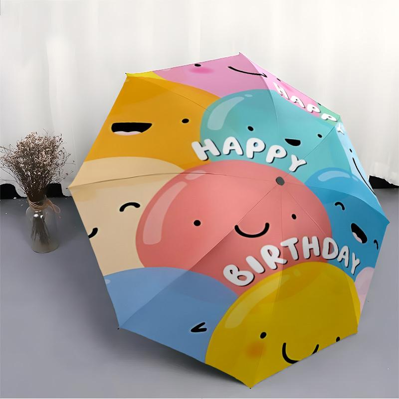 1pc Happy Birthday Automatic Folding Umbrella - 8-Rib Compact Travel Umbrella Durable & Portable for Outdoor Use, Perfect Gift for Birthdays025