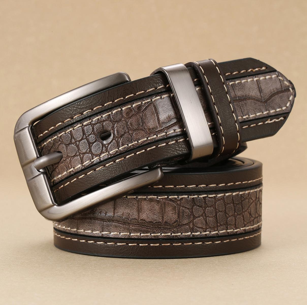

Ремень мужской ремень из кожи аллигатора мужской повседневный ремень 130cm темно-коричневого