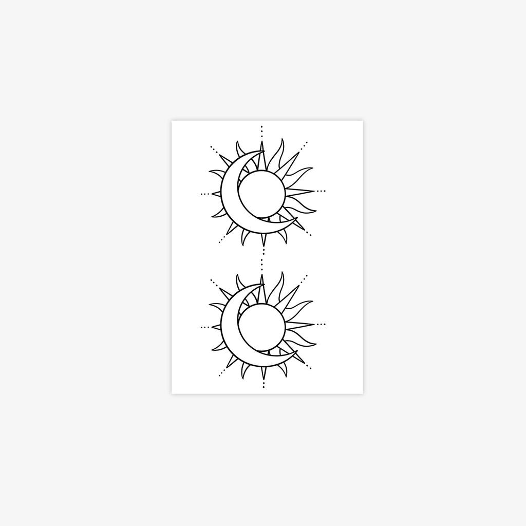 Sun Moon Tattoo Sticker Premium Sense Niche Simple Small Fresh Arm Tattoo Sticker