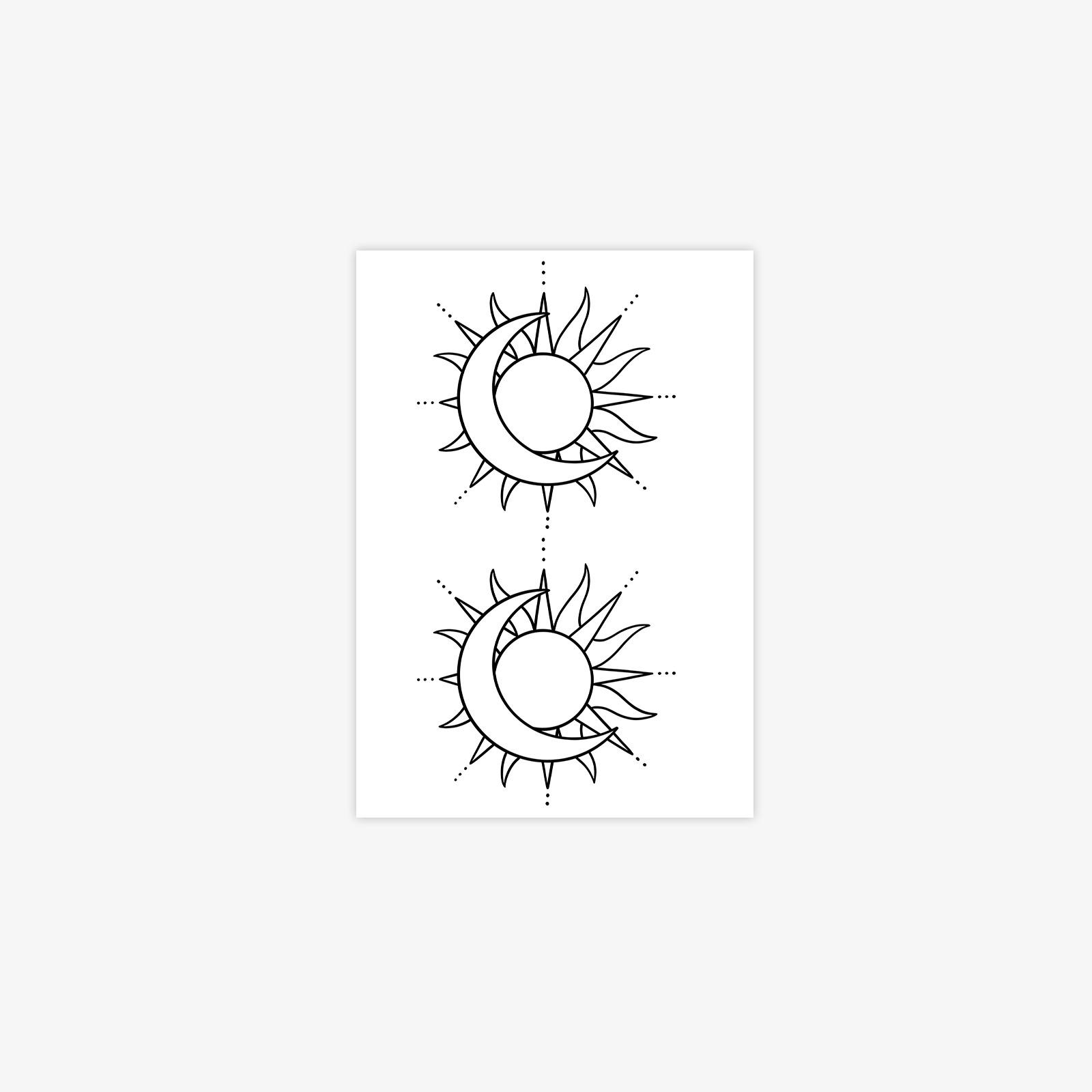 Sun Moon Tattoo Sticker Premium Sense Niche Simple Small Fresh Arm Tattoo Sticker 7*10