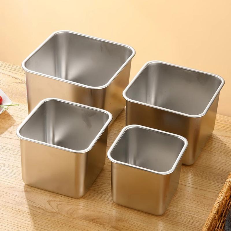 Углубленная квадратная чашка для вкуса, бытовая емкость для хранения, коробка из нержавеющей стали, емкость для приправ с крышкой, кухонная емкость для приправ