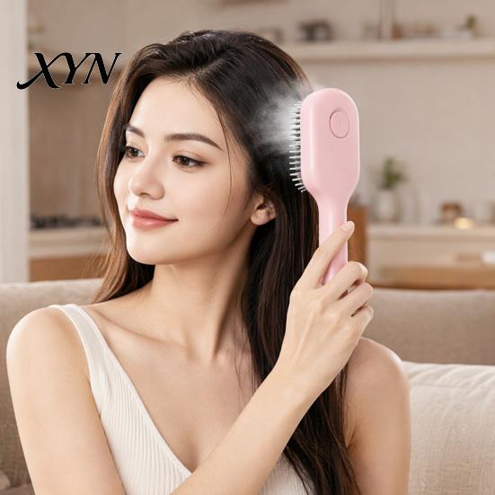 Hair Smoothing Spray Brush Electric Massage Brush, USB Rechargeable Misting Air Cushion Anti-static Anti-Frizz Detangler Steam Comb for Dry