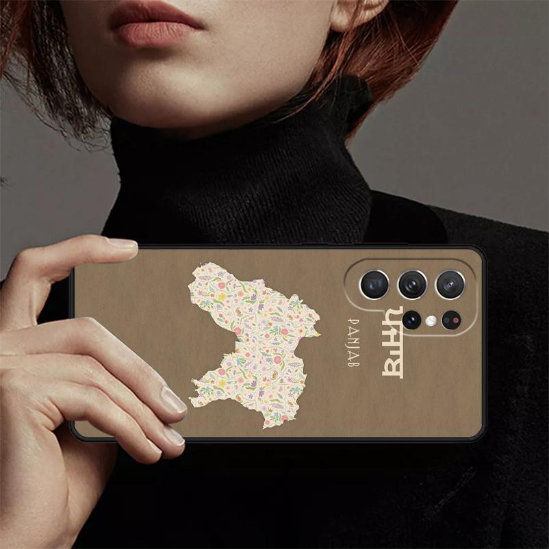Punjab Karte Handyhülle Cover Coque Für Samsung Galaxy S24 Ultra 23 S22 Plus S21 FE S20 Note 10 Pro Note 20 lite