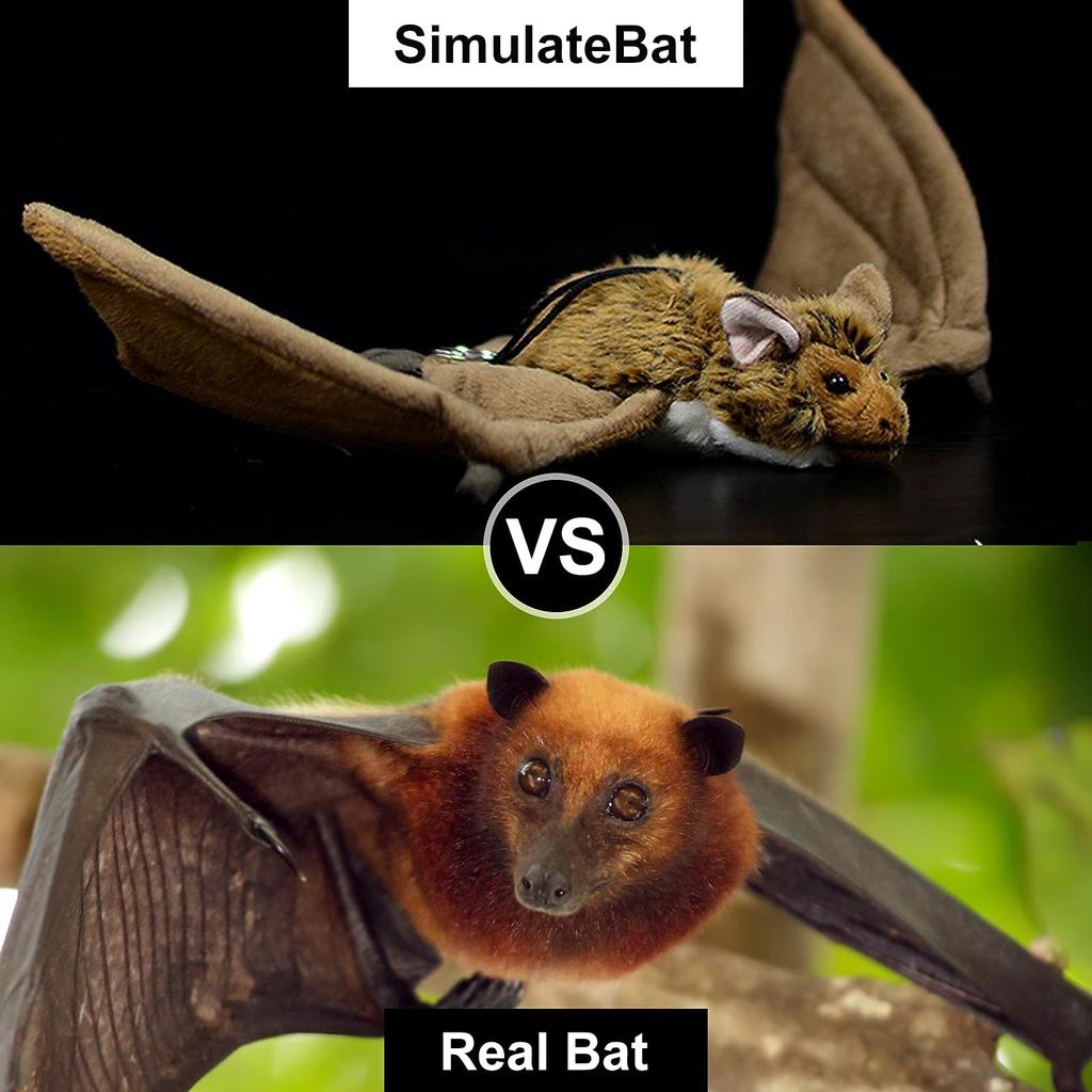 ZHONGXIN MADE Fladdermus Brun Plyschleksak Naturlig Fladdermus Mjuk Plyschleksak Dekoration Fest Halloween Kram Djur Mjuk Fluffig Söt Figur Sovkudde