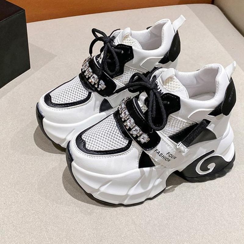 Chunky Sneakers Casual Vulcanized Shoes Woman High Platform Breathable Mesh Sneakers 10CM Women Sports Dad Shoes