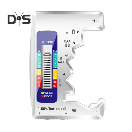 

Тестер батареи ЖК-дисплей Индикатор питания Батарейки не требуются AAA AA 9 В Детектор батарей для домашнего использования серебряный