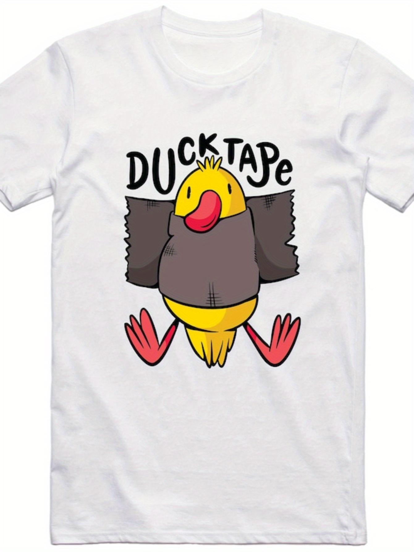 Funny Duck Tape Graphic T-Shirt for Men& Women Regular Fit Crew Neck Short Sleeve Tee with Humorous Cartoon Duck Design M