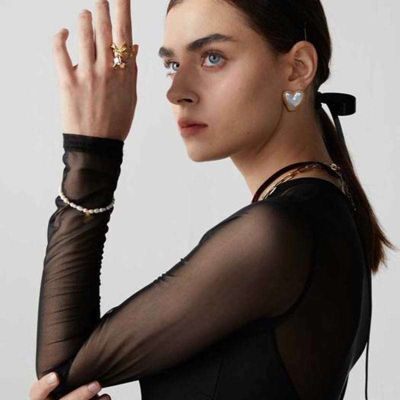 ollia silver bell flower free size ring