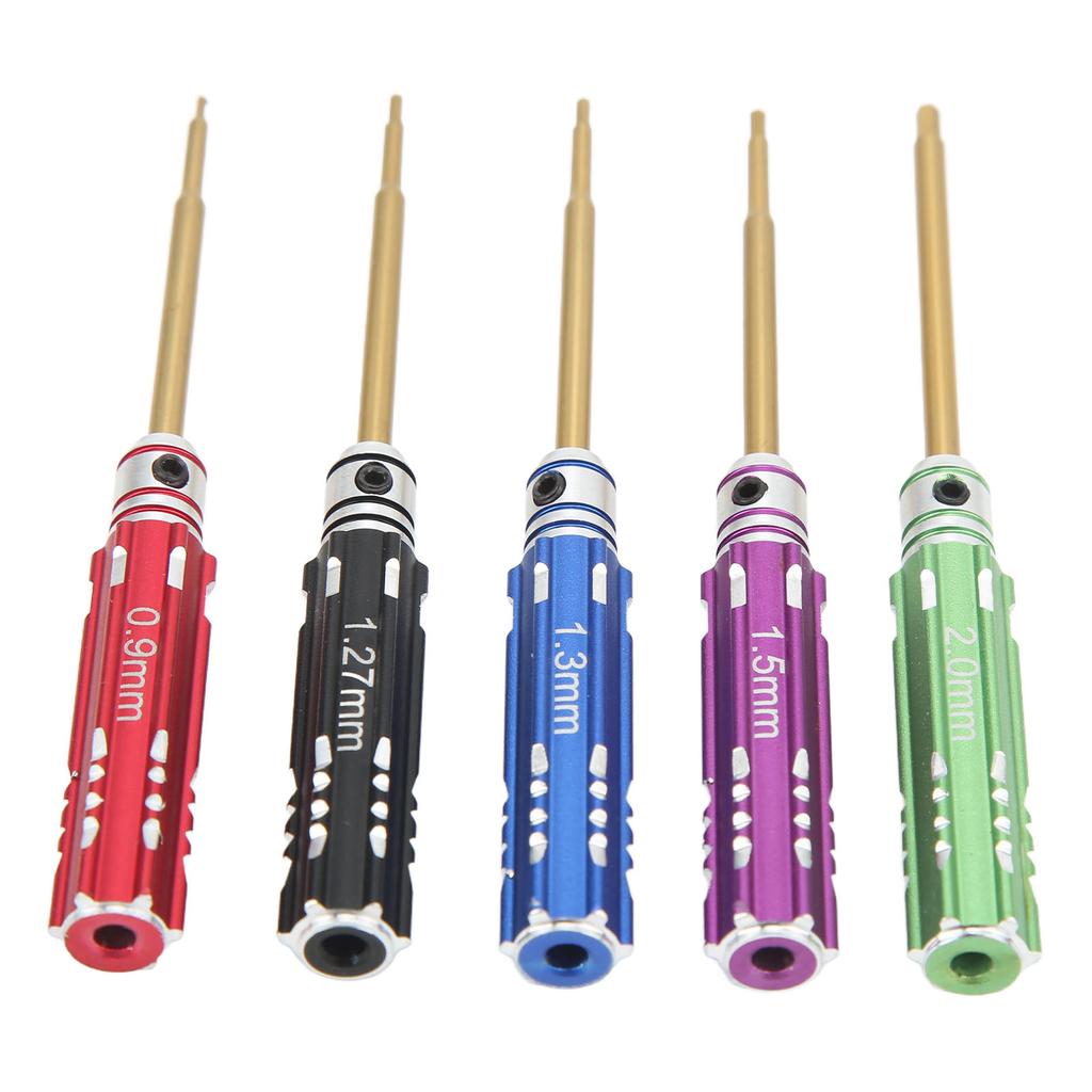 5pcs RC Screwdriver Set 0.9mm 1.27mm 1.3mm 1.5mm 2.0mm Steel Hex Screw Driver with Non Slip Handle