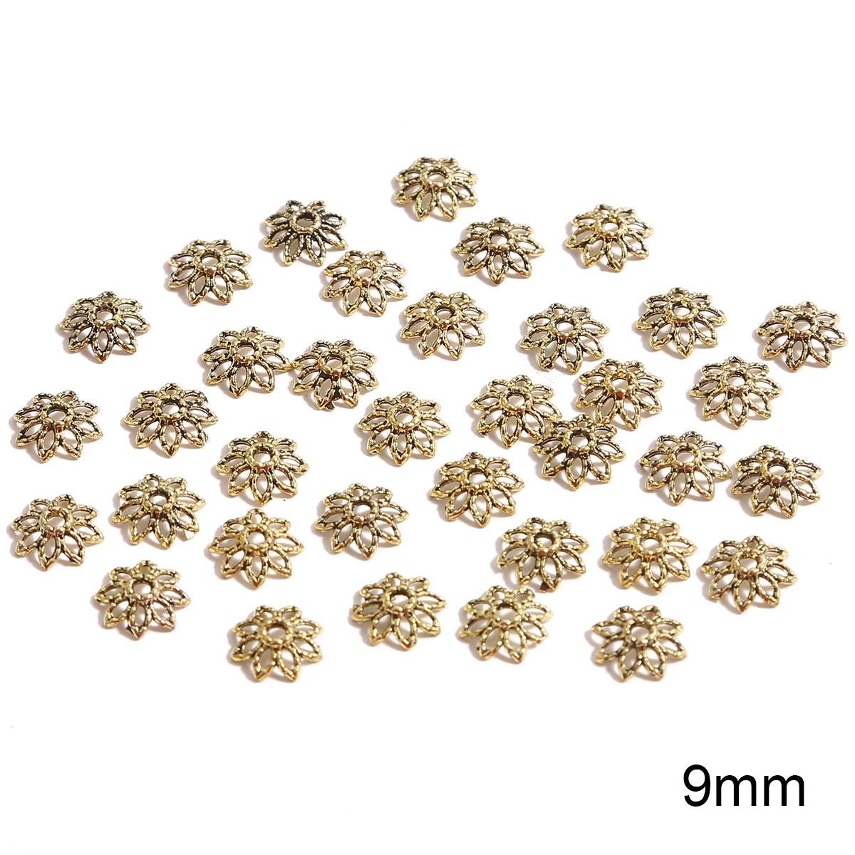 

50 шт. металевих порожнистих квіткових намистин, ковпачків, кінцевих з’єднувачів для виготовлення ювелірних виробів своїми руками 07 золотий