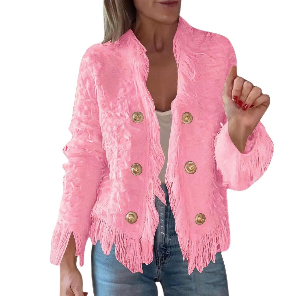 Women's Fashion Fringe Cardigan Jacket, Long Sleeve Open Front Party Tassel Coat Fall Outfits