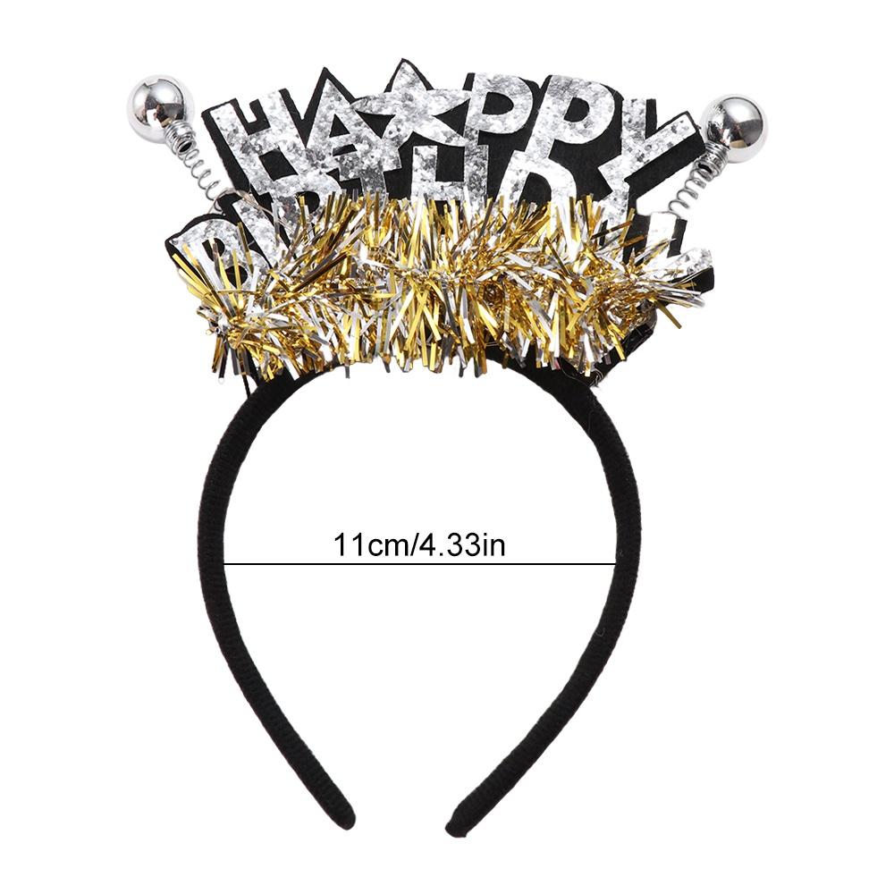 Letter Happy Birthday Headband Plastic Ball Shiny LED Light Hair Hoop Birthday Decoration Birthday Gift