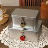 Silver Lockable Tin Storage Box Multifunctional Desktop Storage Box Metal Box Jewelry Storage Empty Box