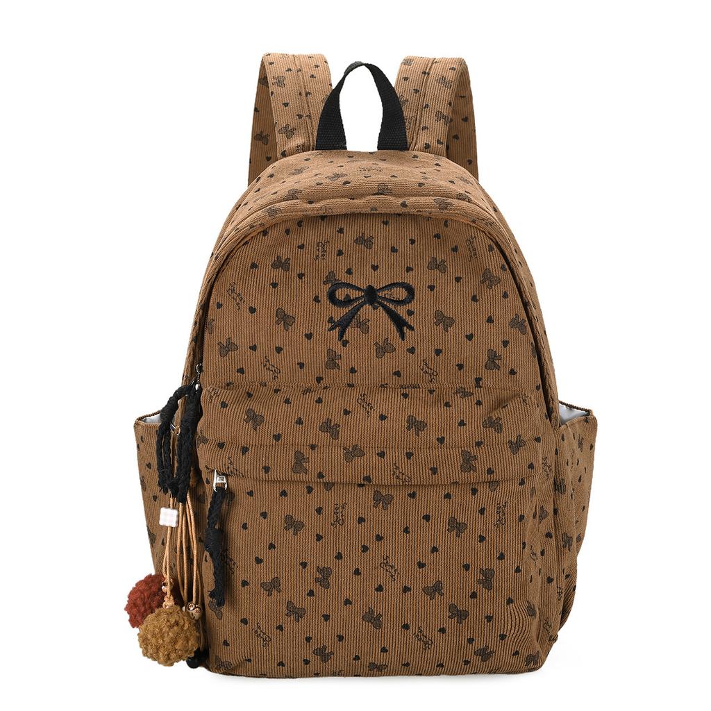 Schoolbag1011 New Large Capacity Backpack Corduroy Student Class Commuter Versatile School Bag Going Out Travel Backpack Female