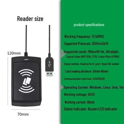 High-Frequency 13.56MHz NFC RFID Reader Writer 14443A With RS232 Serial Port