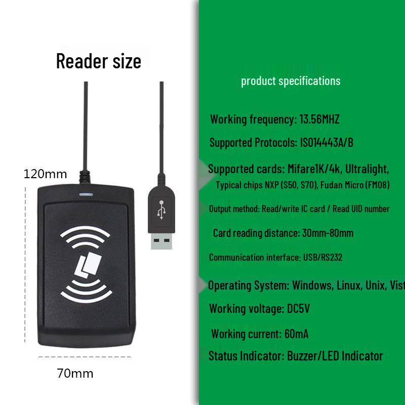 High-Frequency 13.56MHz NFC RFID Reader Writer 14443A With RS232 Serial Port