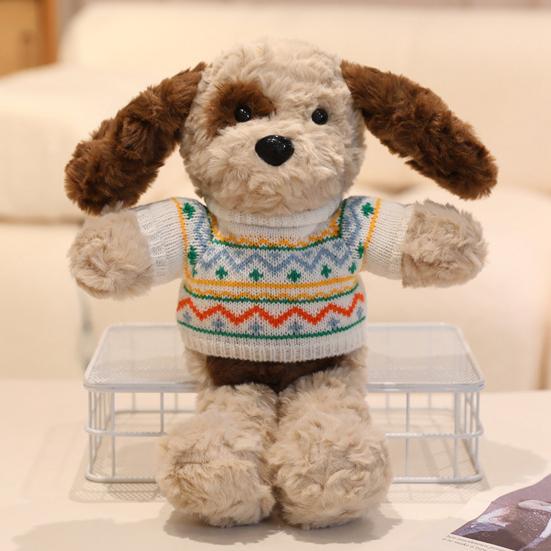 Adoptable Stuffed Dog Plush with Sweater Realistic Teddy Doll Toy with Removable Clothes 30cm Huggable Gifts for Kids