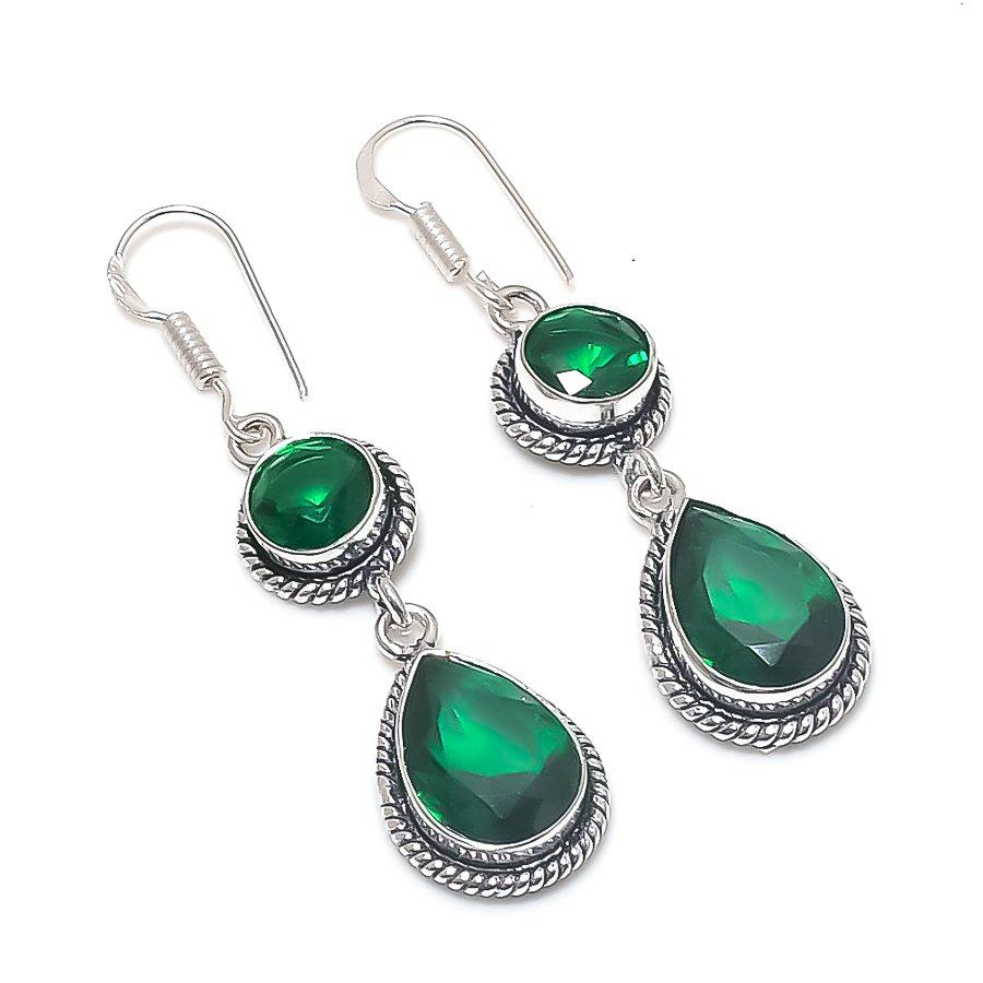 

Natural Chrome Diopside Gemstone Handmade 925 Sterling Silver Earring 2.17 w0H17