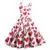 Women's Valentine's Day Love Heart Print Sexy Off Shoulder Vintage Dress