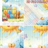 2D flat printing 2pcs Party Curtains Cute Teddy Bear Rainbow Blocks Digital Printed Polyester Drapes Festive Curtains for