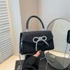 Fashion Sequins Handbag Small Square Bag Female Trend Bowknot Commuter Single Shoulder Crossbody Bag
