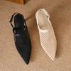 Fashion Hollow Breathable Mesh Pointed Toe Stiletto High Heels Women Pumps 2026 New Summer Slingback Sandals Dress Woman Shoes