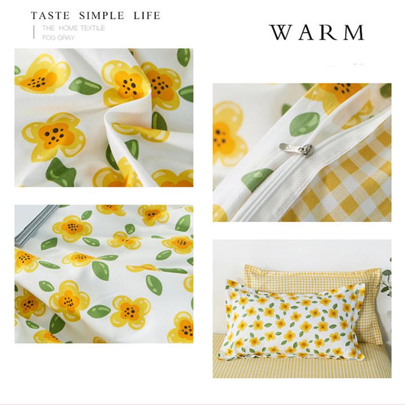 Four-piece Bedding Washed Cotton Single Double Student Three-piece Bed Linen Quilt Cover Pillowcase