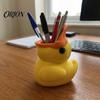 Office Supplies Organizer Cute Yellow Duck Pencil Holder, Creative PLA Stationery Organizer, Stable Pen Holder Desktop Cup for Home And Classroom Back
