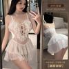 Erotic Underwear: Sexy halter, Lace, Seductive, Cut-out, lace-up, mesh sleeping dress, Hot see-through uniform 8497